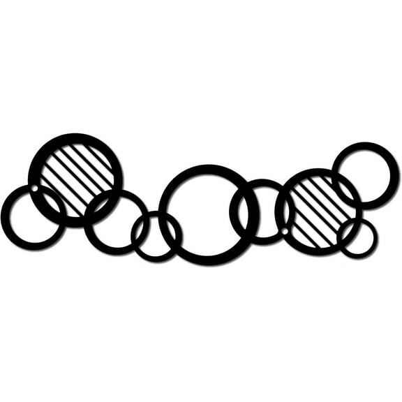 Ring Metal Round Wall Art Wall Hanging Awards Iron Simple Design Wall Display Multi Metallic Ring Wall Decor Minimalist Design Decoration for Living Room Bedroom Modern 11.8x3.9 Inch Black