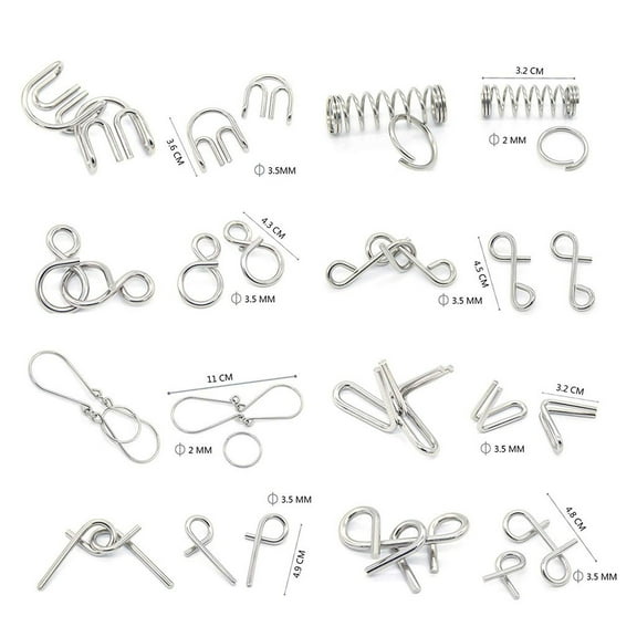 Ring Mind Wire Pcs Iq Test Kids Game Metal Brain 16 Puzzle Toy Teaser Education Education Birthday Gift