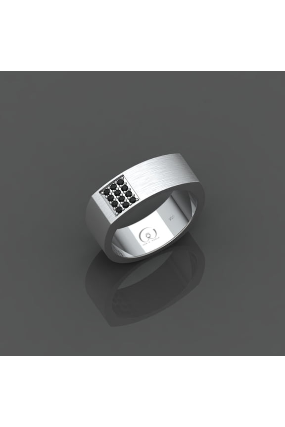 Ring Natural Black Onyx Pure 925 Sterling Silver Ring Brushed Finish Band Trendy Fashionable Fancy Gift For Men.