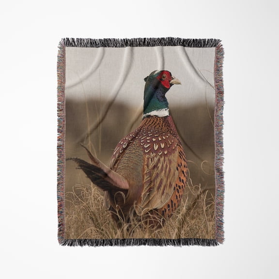 Ring Neck Pheasant, Woven Blanket