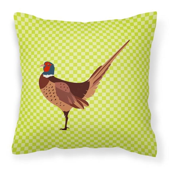 Ring Necked Common Pheasant Green Fabric Decorative Pillow - 14 x 14 in.