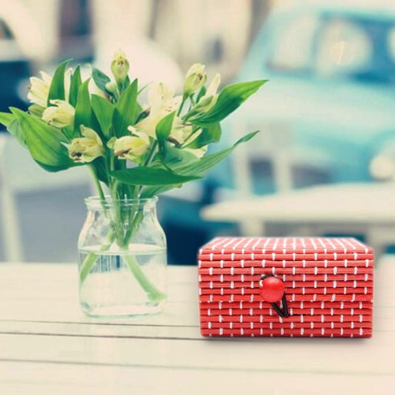 Ring Necklace Earrings Bamboo Wooden Case Jewelry Storage Boxes Holder Posh Storage Case,F,Mixed Materials