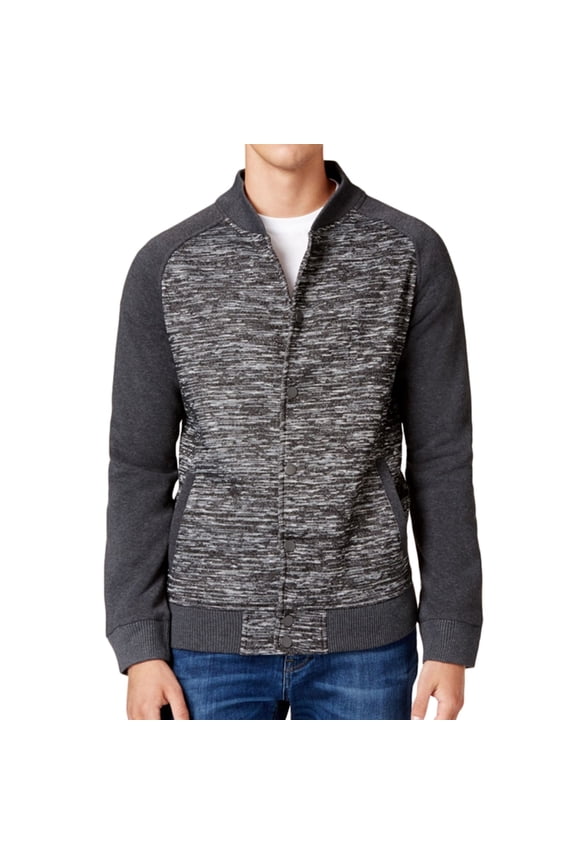 Mens Fleece Bomber Jacket, Grey, Medium