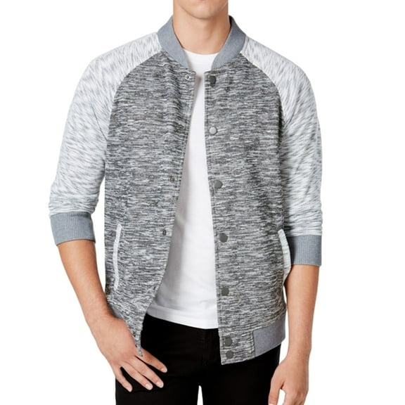 Ring Of Fire Mens Heathered Bomber Jacket, Grey, Medium