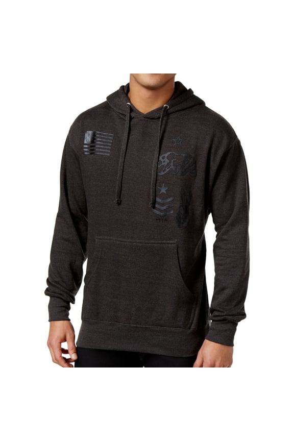 Mens West Coast Patches Hoodie Sweatshirt, Grey, Small