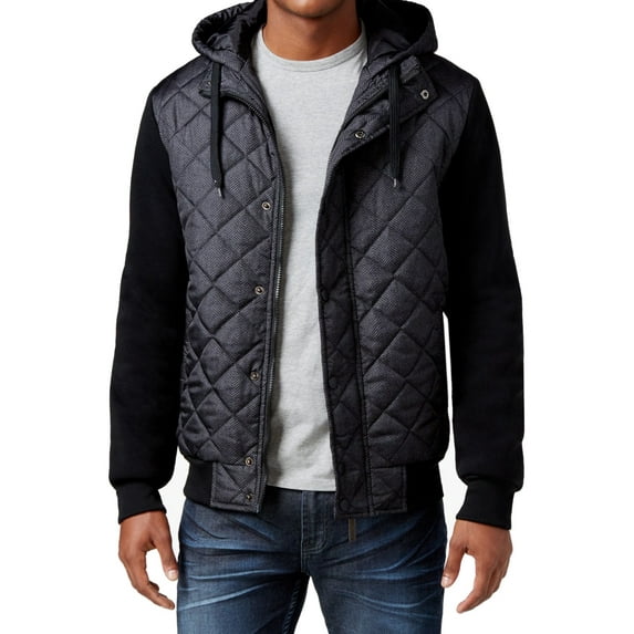 Ring Of Fire NEW Black Mens Size Large L Herringbone Puffer Jacket