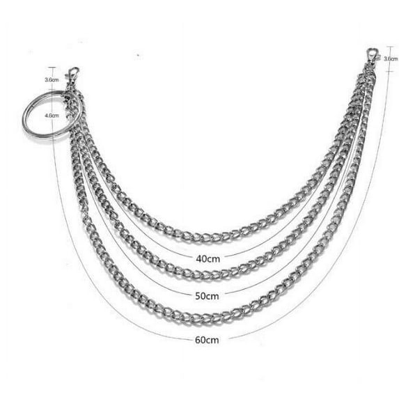 Ring Pendant Key Chain Rock Punk Trousers Hipster Key Chains Pant (3 Chain)