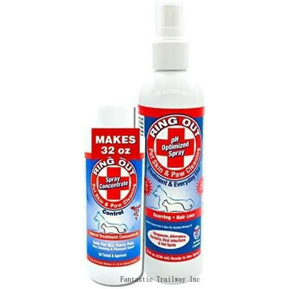 Ring Out For Pets: Control & Help Ringworm | Clean Pets Skin & Paws | Recovery & Itch Relief Calming Spray For Dog, Cat, Guinea Pig, Small Or Large Animals/Pet. (Empty Applicator Bottle Included)