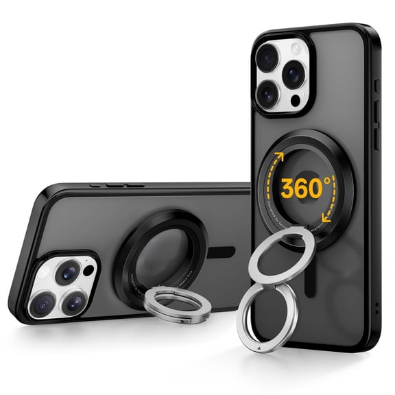 Ring Phone Holder and Kickstand, 360 Rotation Magnetic Cell Phone Grip Dual-Sided Magnets Compatible with Android etc.