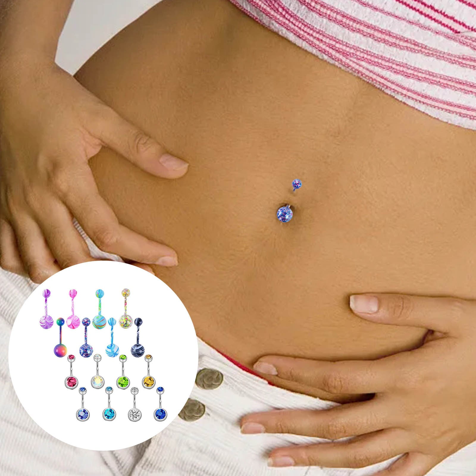 Ring Piercing 8mm Belly Button Piercing Belly Button Piercing Short Rod Rose Ring Double Belly