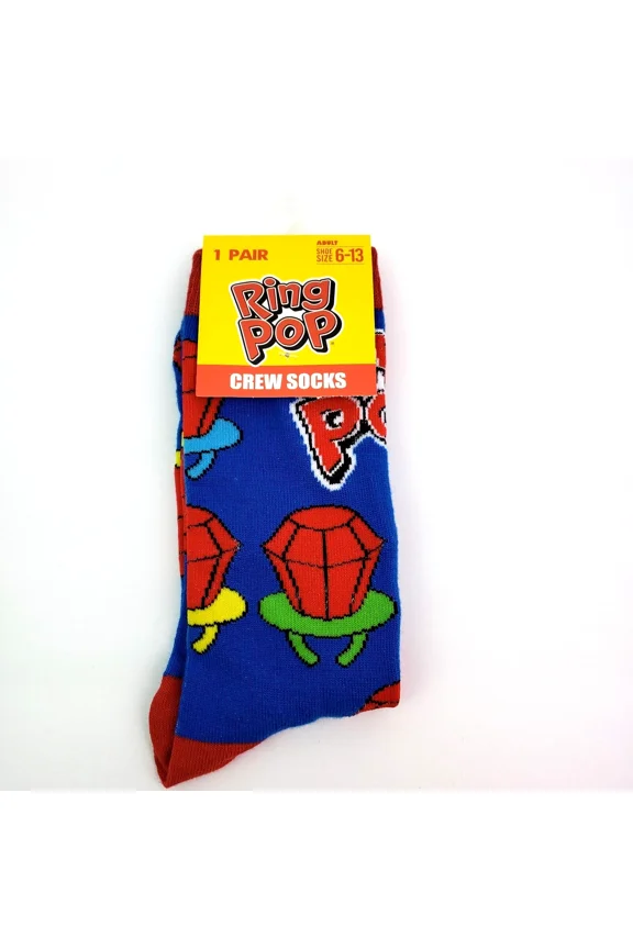 Ring Pop Crew Socks Blue Ring Pop Pattern Socks, 1 Pair