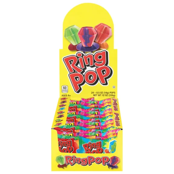 Ring Pop Fruit Flavored Lollipops  24 Count Party Pack, 0.5 oz Individually Wrapped Pops