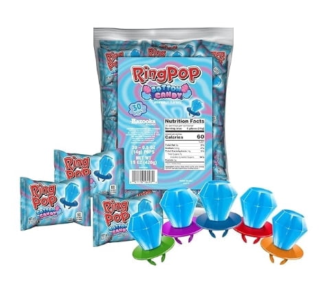 Ring Pop Individually Wrapped Cotton Candy Flavored Lollipop 30 Count Bulk Pack