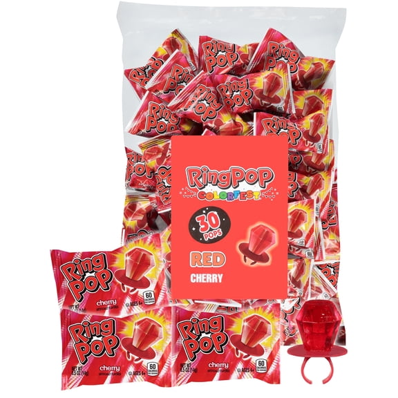 Ring Pop Colorfest Red, Cherry, 30 Ct, Lollipop