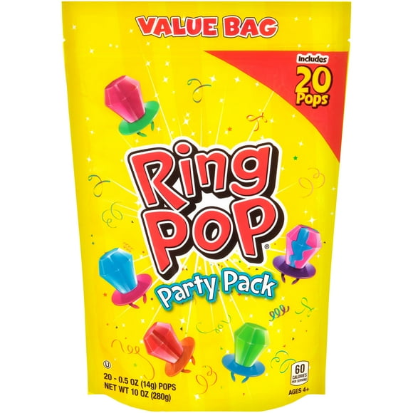 Ring Pop Lollipops - Bulk Candy GMSIndividually Wrapped Suckers Variety Party Pack- 20 Count w/ Assorted Flavors - Hard Candy for Party Favors, Kids & Goodie Bags