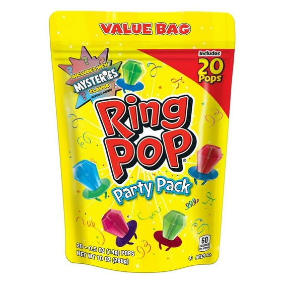 Ring Pop Lollipops - Bulk Candy SMRIndividually Wrapped Suckers Variety Party Pack- 20 Count w/ Assorted Flavors - Hard Candy for Party Favors, Kids & Goodie Bags