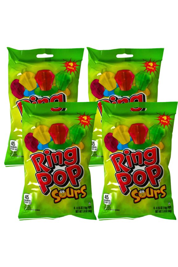 Sours, 4 Cts per Bag Individually Wrapped Fun Candy For Halloween Candy Bowls Party Favor Sweets Decor Trick or Treat Candies Basket Bag Fillers Stocking Stuffer Snack Party Favors Pack of 4