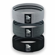 Ring Pro Resistance Bands, 3-Pack Non-Slip Fabric Exercise Bands for Legs, Glutes and Hips, Light Grey/Dark Grey/Black
