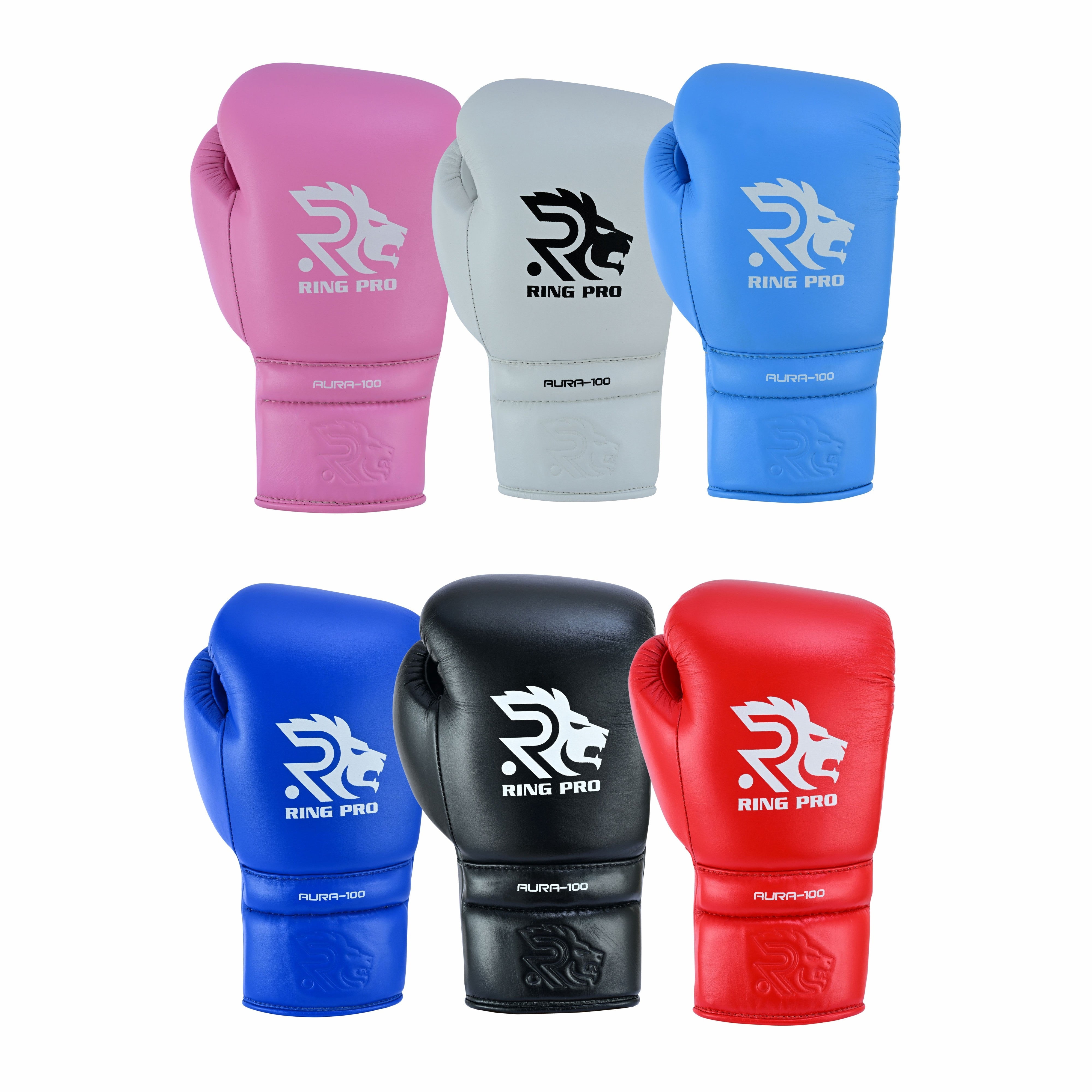 Ring Pro Sports Aura-100 Series Boxing Glove Made of Genuine Cowhide Leather for Boxing & MMA - Black 10 oz