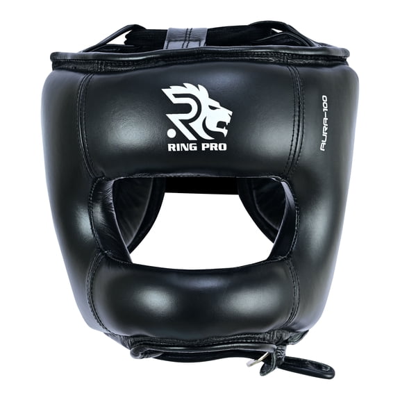 Ring Pro Sports Headguard - Genuine Cowhide Leather - Adults - Black L