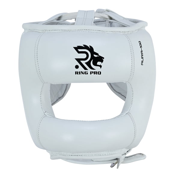Ring Pro Sports Headguard - Genuine Cowhide Leather - Adults - White S