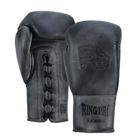 Ring Pro Sports K.O Series Boxing Glove Made of Distressed Leather for Boxing & MMA - Black 12 oz