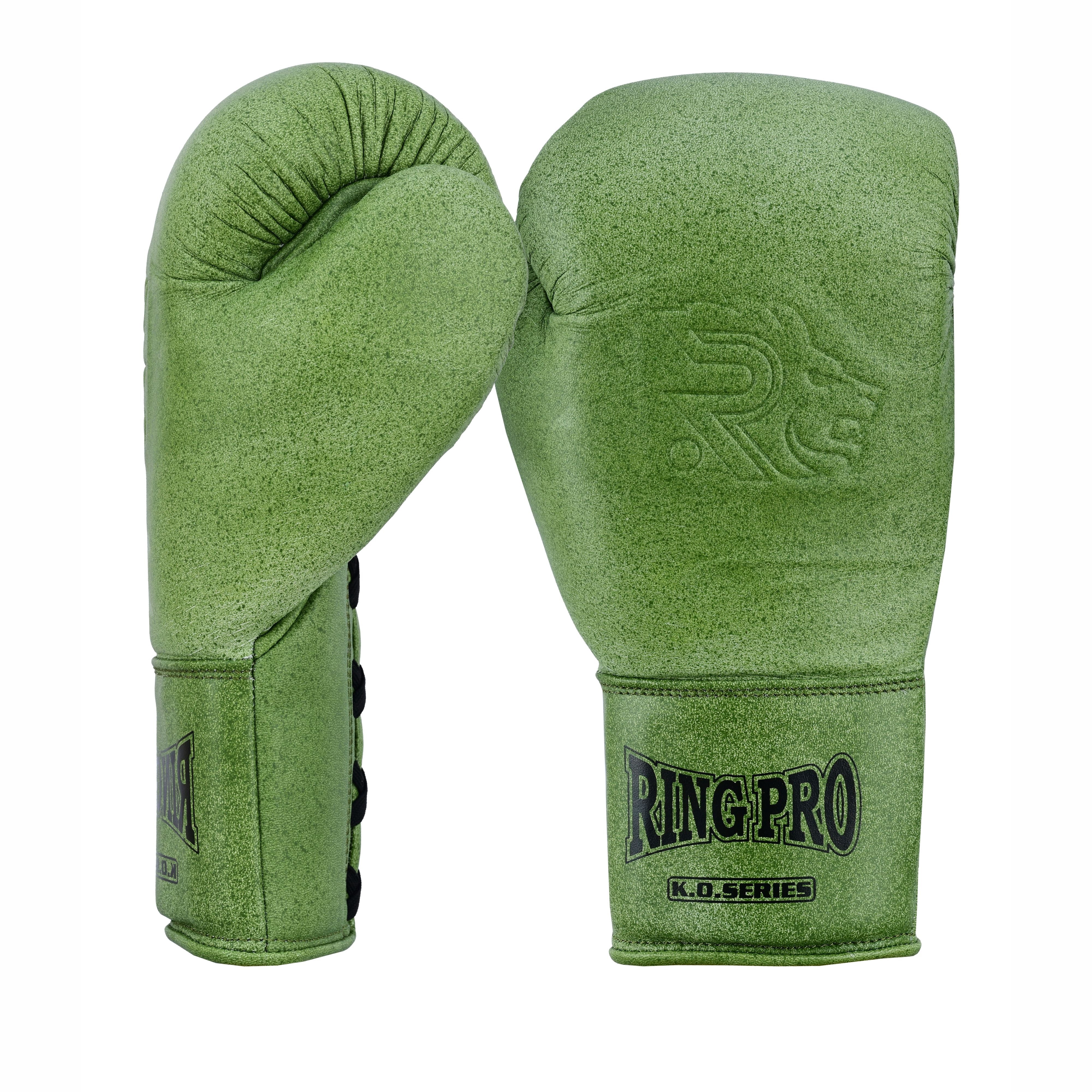 Ring Pro Sports K.O Series Boxing Glove Made of Distressed Leather for Boxing & MMA - Green 12 oz