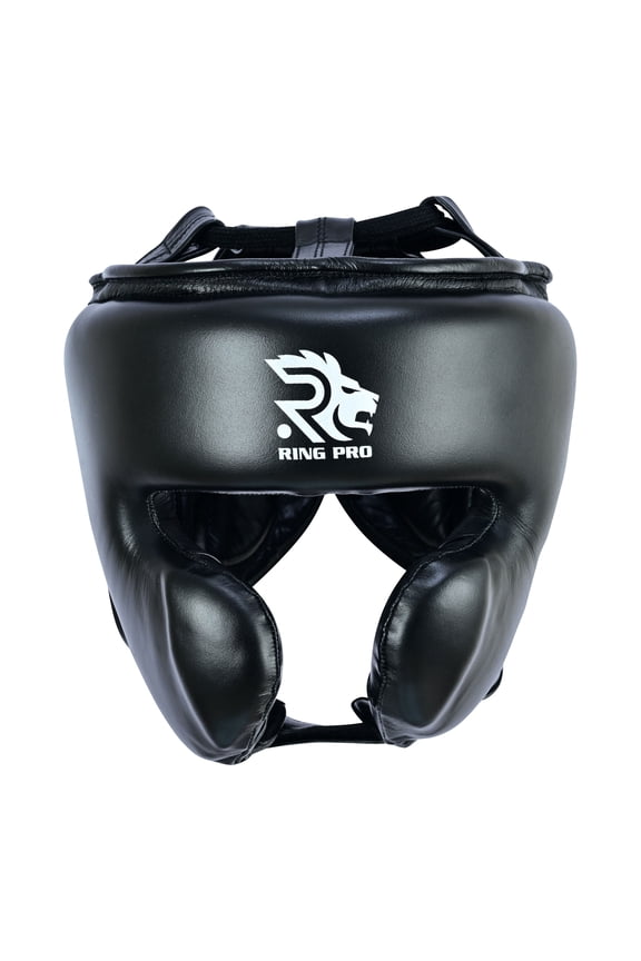 Sports Laceup Headgear - Genuine Cowhide Leather - Adults - Black L