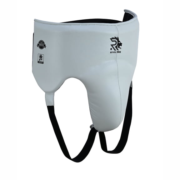Ring Pro Sports Leather Groin Guard with Protective Cup – Protector for Boxing, MMA, Muay Thai & Kickboxing Training – White XL