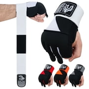 Ring Pro Sports Quick Gel Hand Wraps, Elastic Woven Fabric Inner Gloves for Boxing & Training, Breathable, Black/White, M