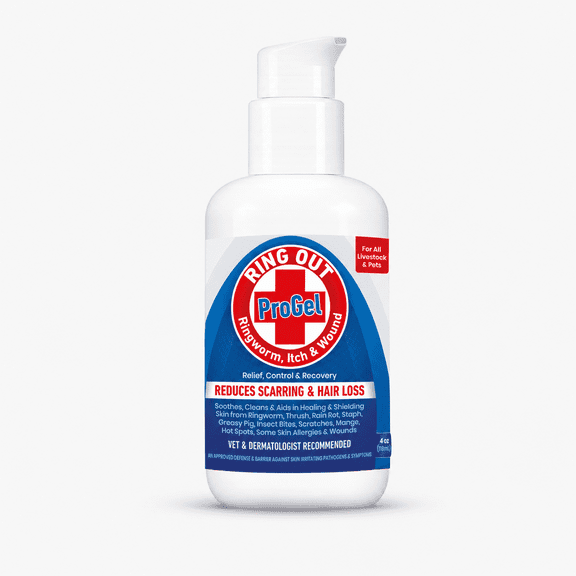 Ring Out ProGel for Sheep, Goats, Cats, Dogs & Horses | Help & Control Ringworm | Skin & Coat Conditioning Gel with Coconut Oil & Aloe Vera | Moisturizing Formula | Made in USA | 4 oz