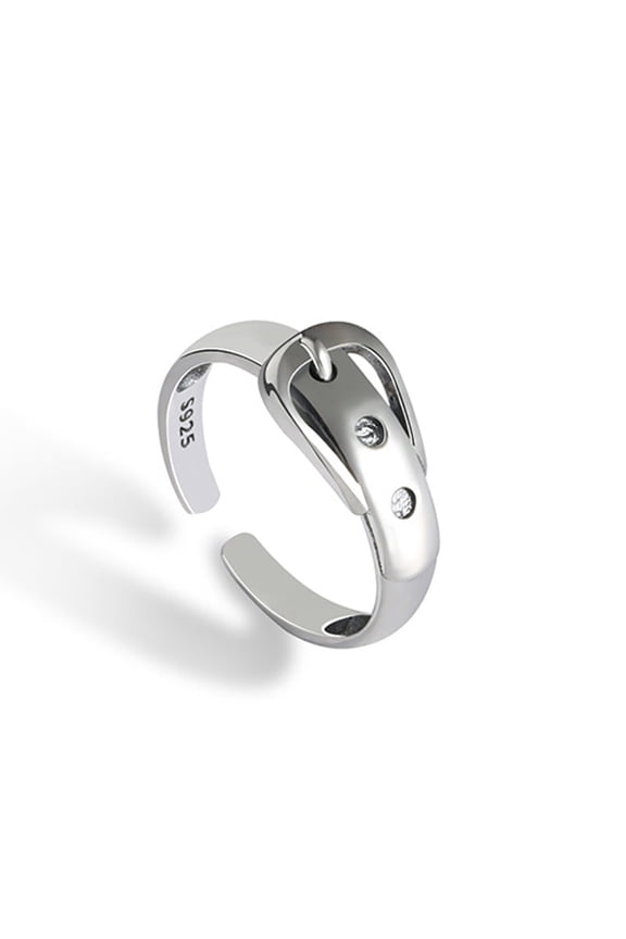 Ring Retro Distressed Belt Buckle Ring Trend Personality Female Ins Korean Silver Jewelry