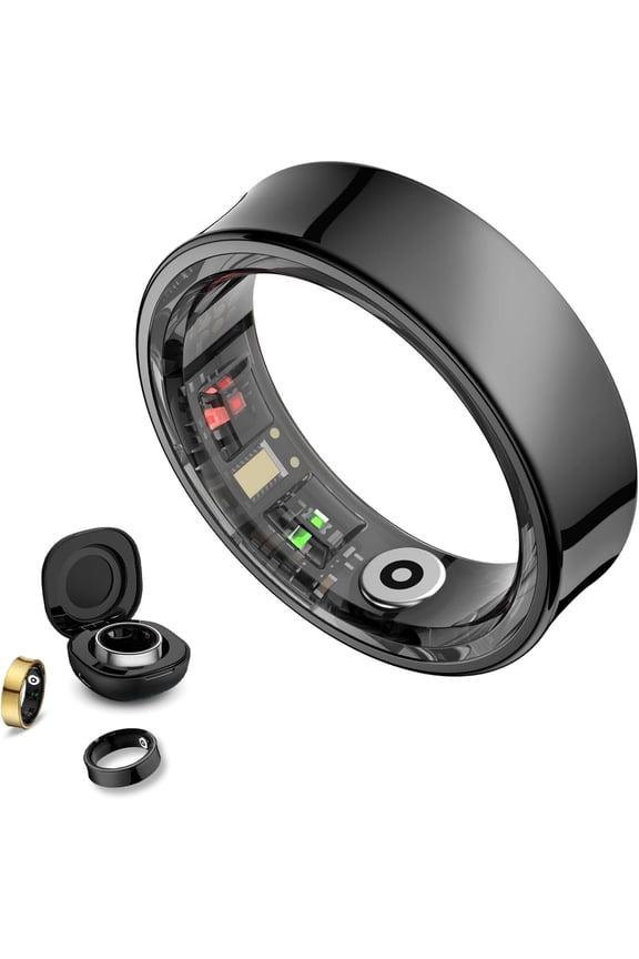 Ring , Rings for Men & Women, No Subscription Required, Long-Lasting Sleep Ring, Fitness & Sleep Compatible with iOS & Android (Black, 7)