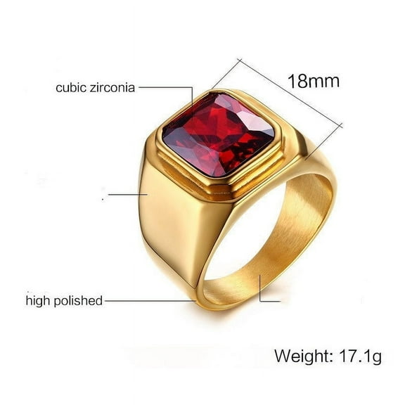 Ring Set With Red Zircon Ornaments In Titanium Steel