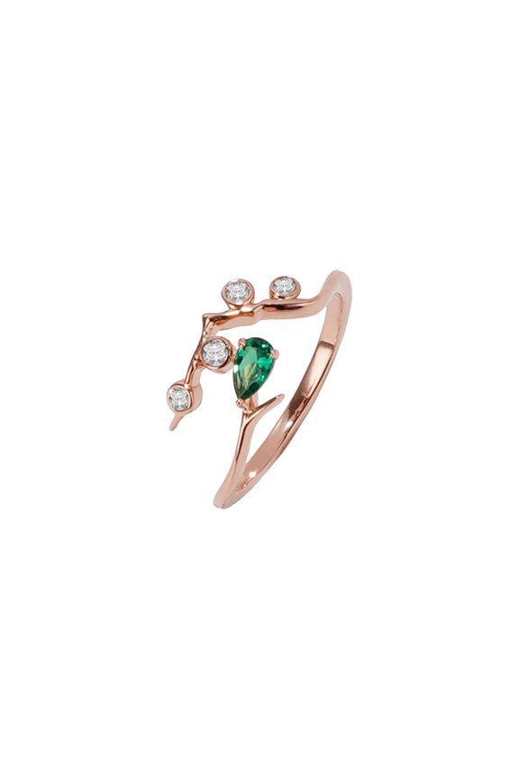RingSeven Spring Green Vines Series 14K Gold-plated 925 Silver Ring, Natural-inspired Style Jewellry Open-design Ring for Women
