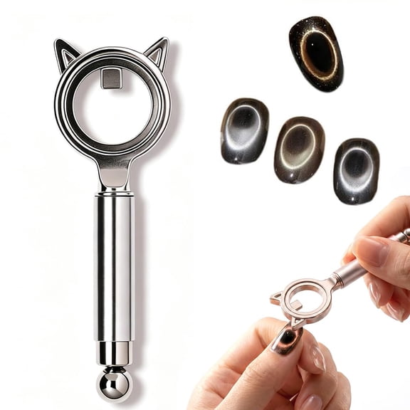Ring-Shaped Cat Eye Magnet For Nails, Upgrade 2-In-1 Circle Nail Magnet Tool, Flexible Multi-Effect Magnet, Portable Cat Eye Nail Art Tool Or Diy Beginners Nails Artists (Silver)