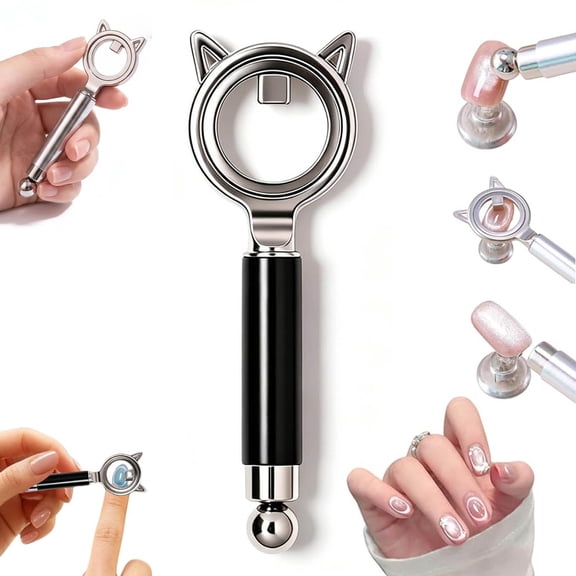Ring-Shaped Cat Eye Magnet For Nails, Upgrade 2-In-1 Circle Nail Magnet Tool, Flexible Multi-Effect Magnet, Portable Cat Eye Nail Art Tool for Home DIY, Beginners and Nails Artists
