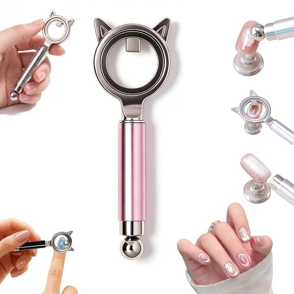 Ring-Shaped Cat Eye Magnet For Nails, Upgrade 2-In-1 Circle Nail Magnet Tool, Flexible Multi-Effect Magnet, Portable Cat Eye Nail Art Tool for Home DIY, Beginners and Nails Artists