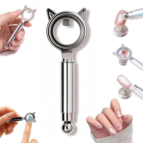 Ring-Shaped Cat Eye Magnet For Nails, Upgrade 2-In-1 Circle Nail Magnet Tool, Flexible Multi-Effect Magnet, Portable Cat Eye Nail Art Tool for Home DIY, Beginners and Nails Artists