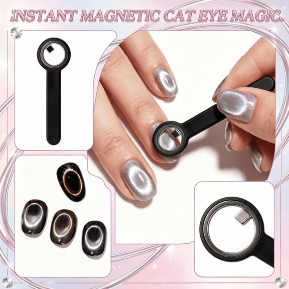 Ring-Shaped Cat Eye Magnet for Nails,2-in-1 Circle & Y Shape – No Complicated Steps. Quick Cat Eye Patterns for DIY & Pro Manicures