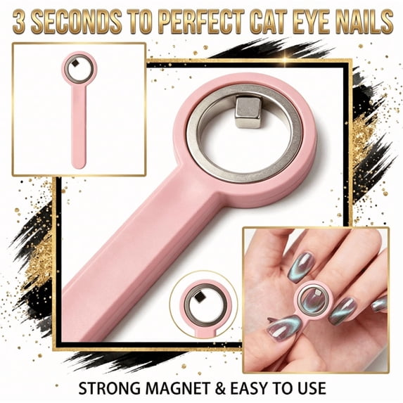 Ring-Shaped Cat Eye Magnet for Nails,2-in-1 Circle & Y Shape Tool – Wide Beam, French, Heart Effects. Portable DIY Manicure for Beginners & Artists