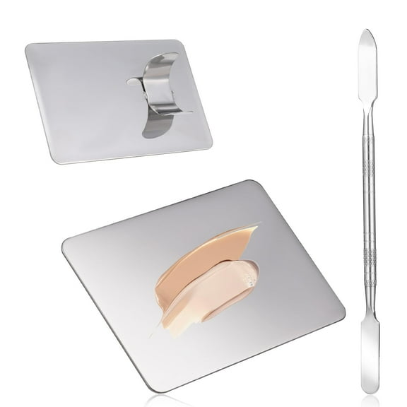 Ring-Shaped Makeup Mixing Palette Set - 1 Palette + 1 Spatula, Stainless Steel Makeup Spatula Korean Set Mixing Korean Spatula Set Foundation Cosmetic Makeup Tool For Eye Shadow Na Makeup Organizers