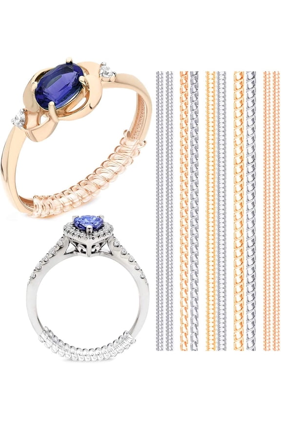 Ring Silicone Guard by  Pack of Gold and Clear Spirals for Loose Rings  Invisible Ring Size Adjuster  Ideal for Gold and Silver Jewellery  10 Spirals  4 Sizes  Easy to Attach