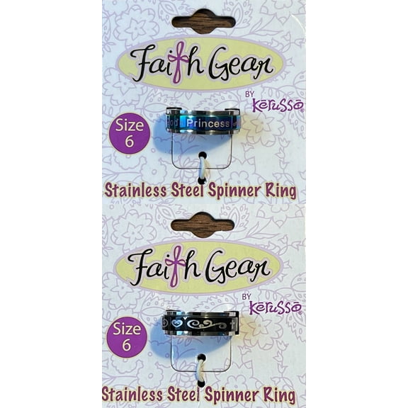 Ring Size 6 Faith Gear Stainless Steel Spinner Ring Ladies 2-Ring Set