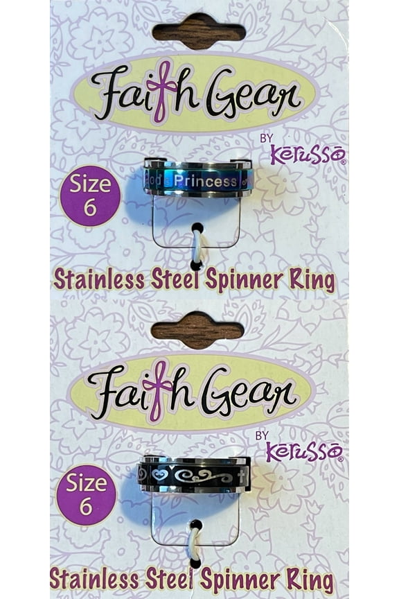 Ring Size 6 Faith Gear Stainless Steel Spinner Ring Ladies 2-Ring Set