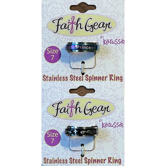 Ring Size 7 Faith Gear Stainless Steel Spinner Ring Ladies 2-Ring Set