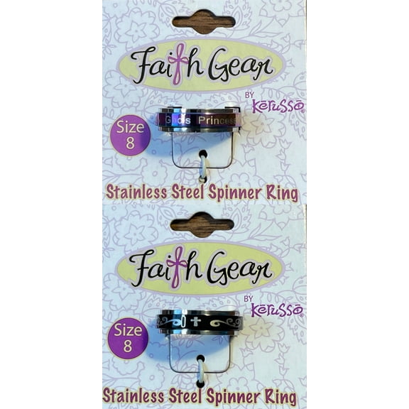 Ring Size 8 Faith Gear Stainless Steel Spinner Ring Ladies 2-Ring Set