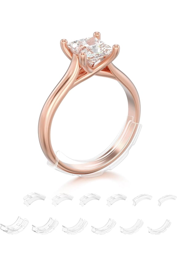Ring Size Adjuster for Loose Rings, 12 Sizes Invisible Ring Sizer Fit Almost Any Ring, Soft TPU Ring Tightener for Women and Men, Comfortable Ring Guard Prevents Sliding