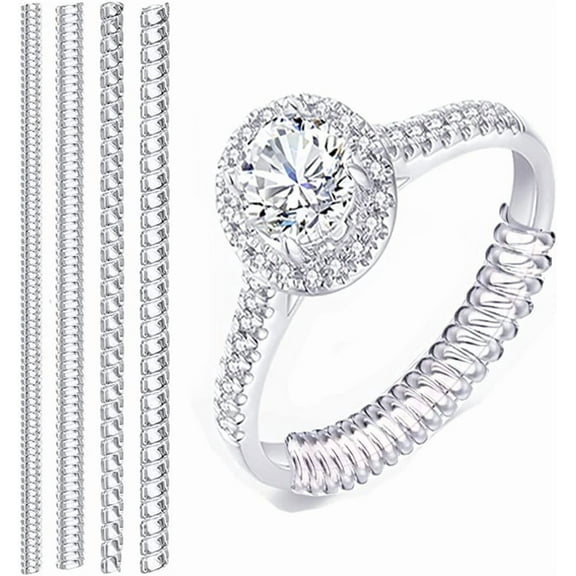 Ring Size Adjuster for Loose Rings, Pack of 20 Clear Invisible Ring Guard Spring Telephone Line Adjustment Ring Resizer Make Ring Smaller to Fit Fingers for Women