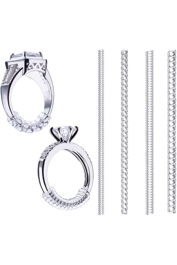 Ring Size Adjuster for Loose Rings - 20 Pack 4 Sizes - Invisible Jewelry Sizer for Making Jewelry Guard, Spacer, Fitter, Sizer with Polishing Cloth